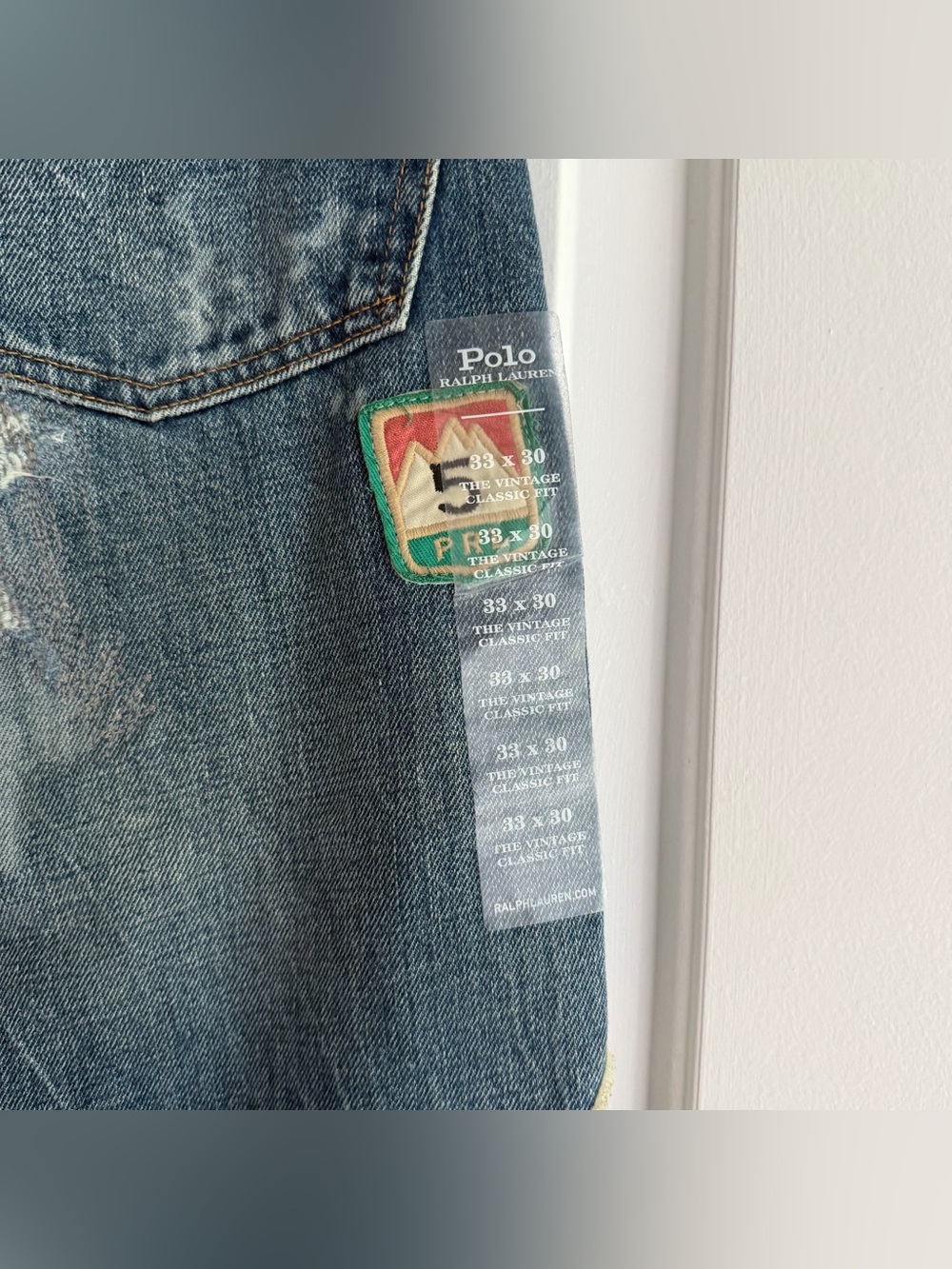 Polo Ralph Lauren Vintage Classic Fit Distressed Patchwork Denim Jeans NWT - Picture 3 of 8